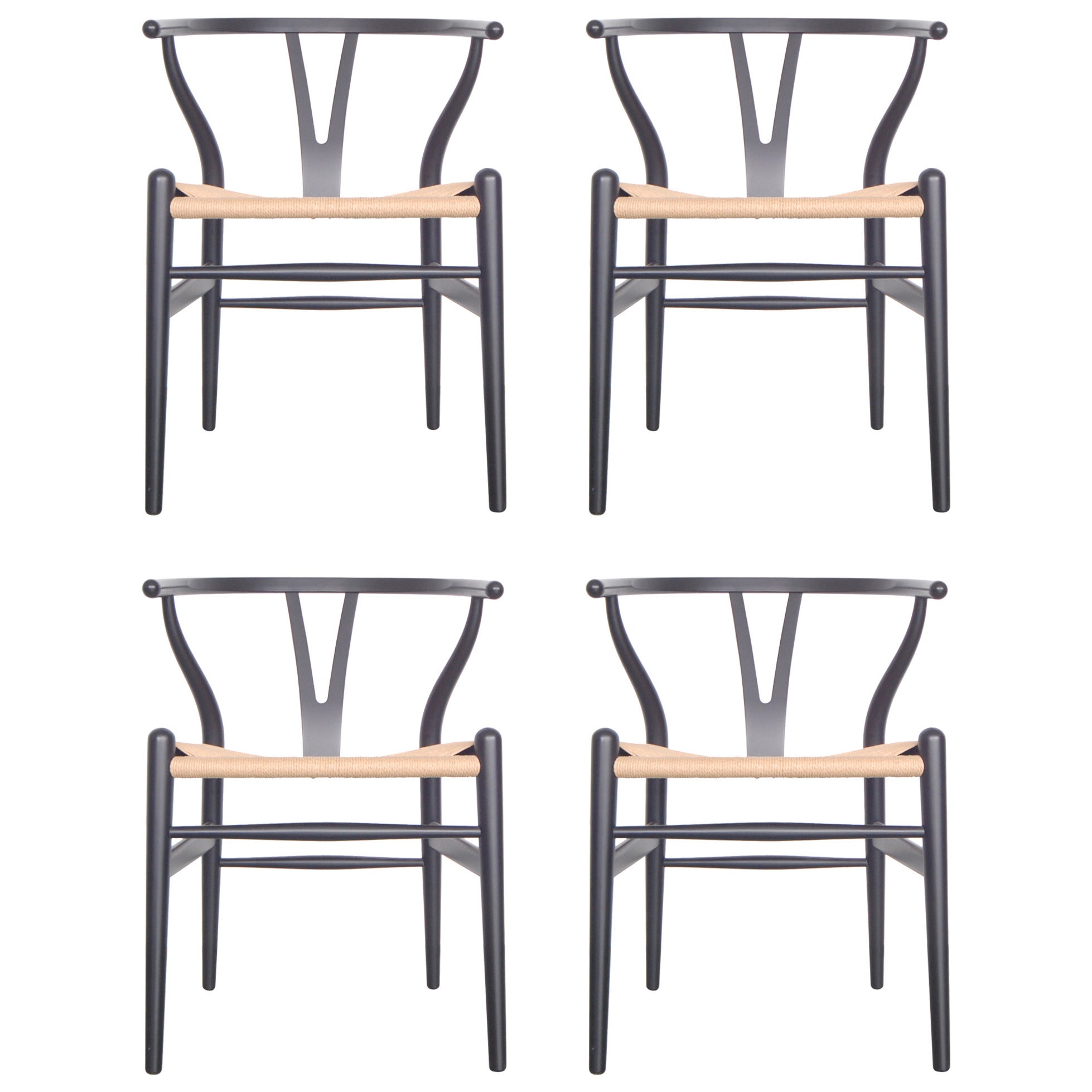 Set of Four Hans Wegner Wishbone Chairs, CH24