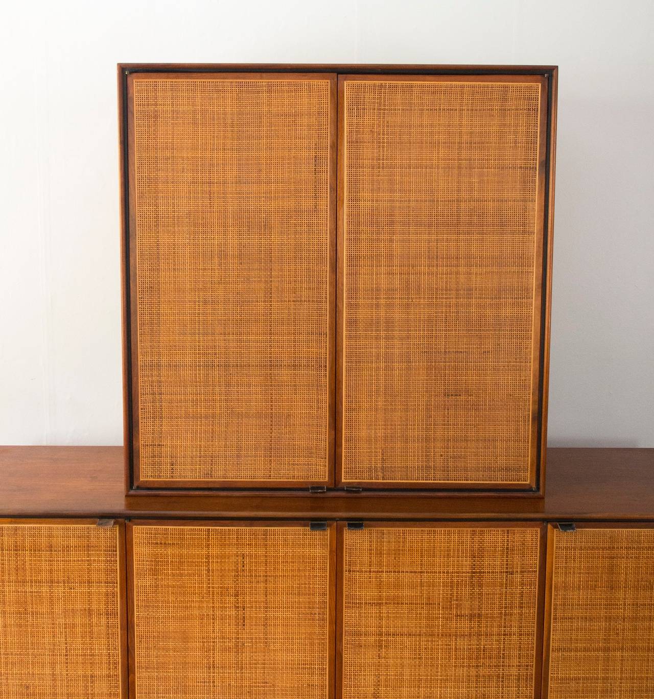 Florence Knoll Attributed Founders Walnut Cane Credenza Cabinet 2