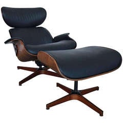 Mr. Chair By George Mulhauser for Plycraft  Black Lounge Chair and Ottoman