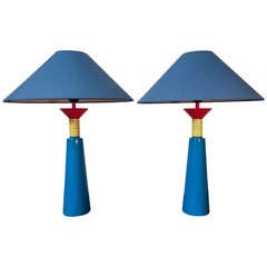 Pair of Memphis Style French Lamps