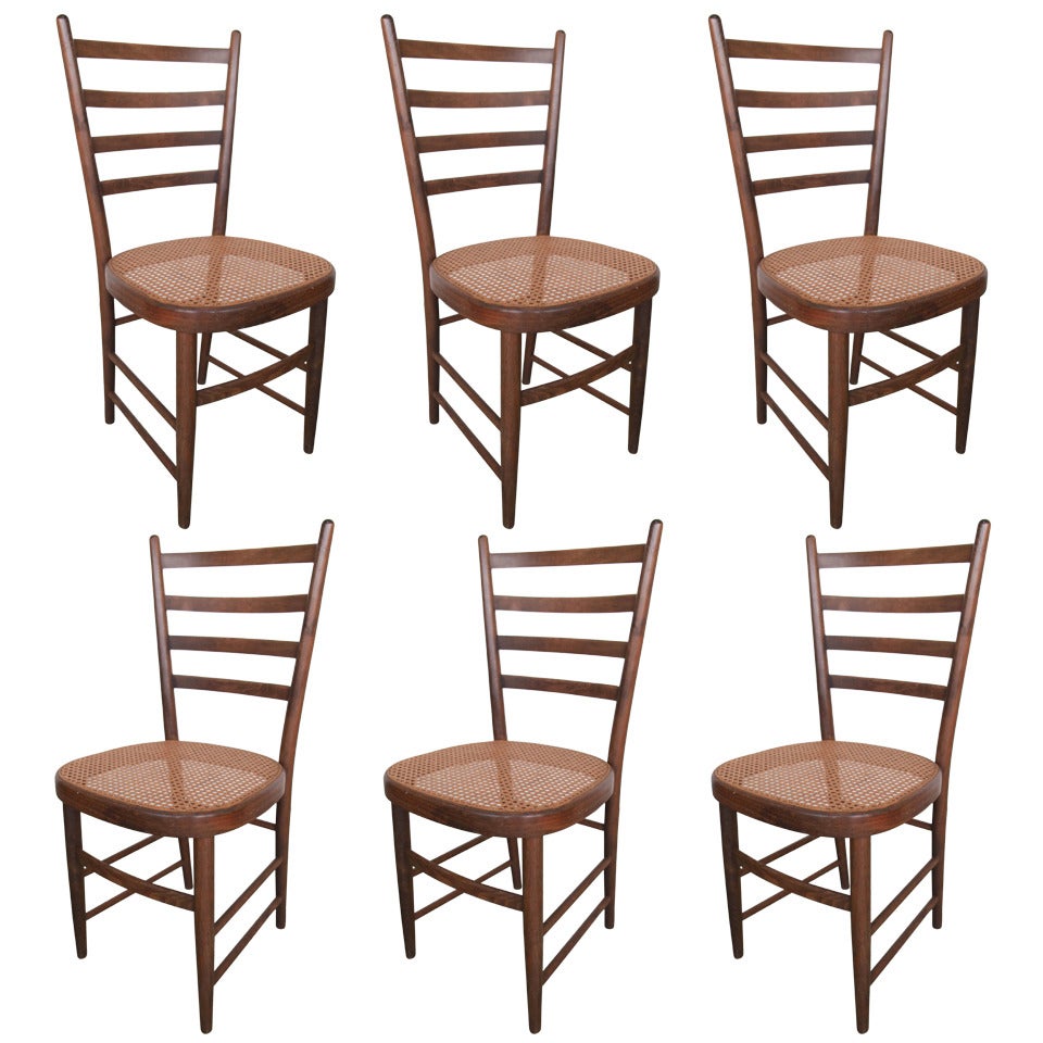 Six (6) Ladder back Chairs in the style of Gio Ponti