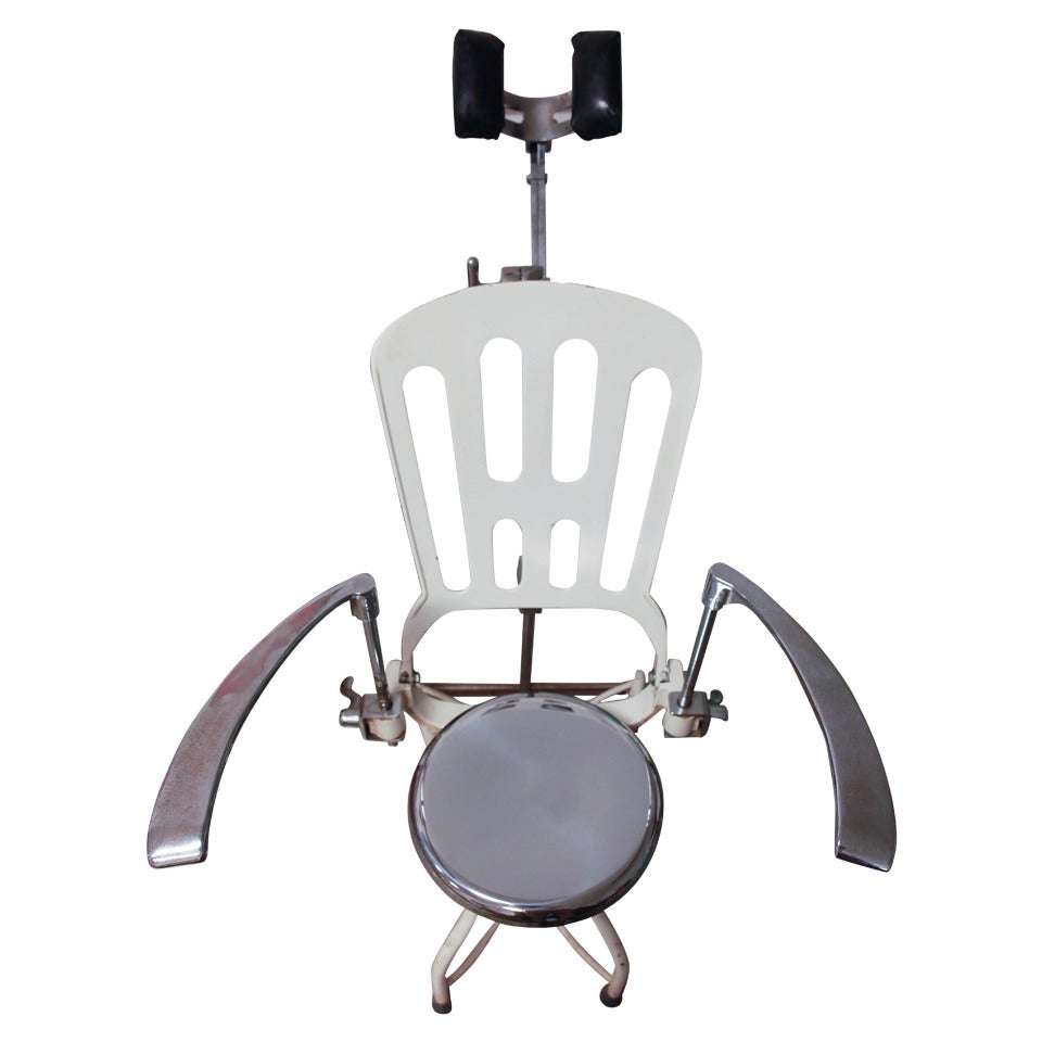 Antique 1920s Art Deco Industrial Metal Dental Chair