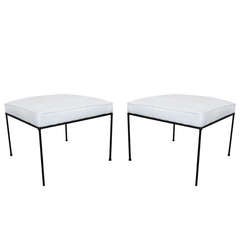 Pair (2) White Mid Century Benches by Paul McCobb