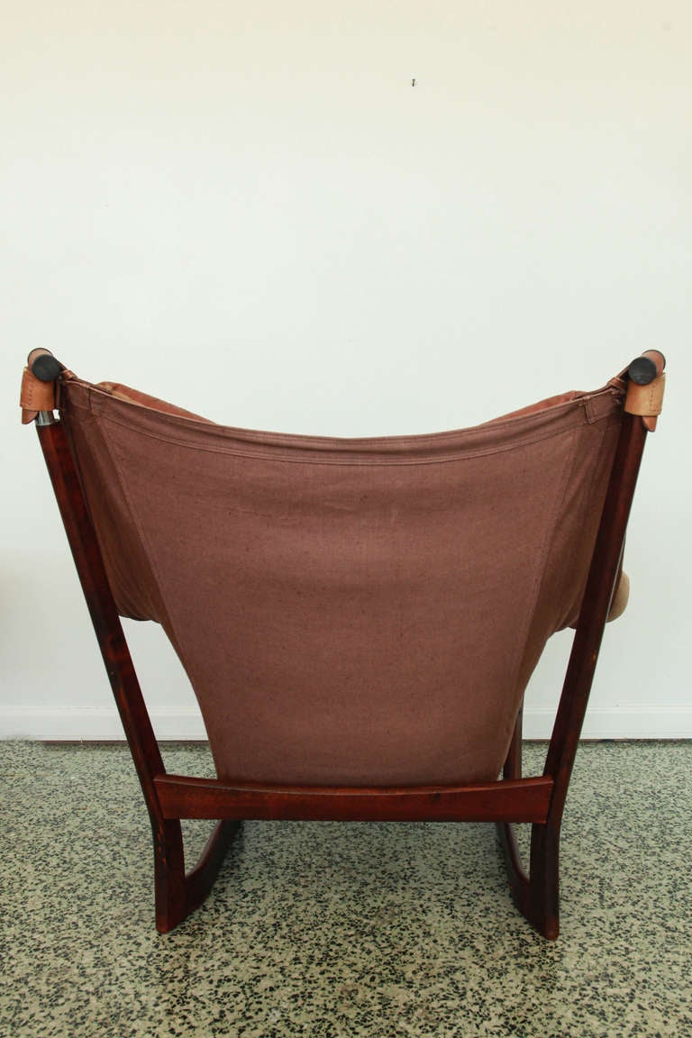 Ingmar Relling for Westnofa Brown Leather Sling Lounge Chair In Excellent Condition In St. Louis, MO