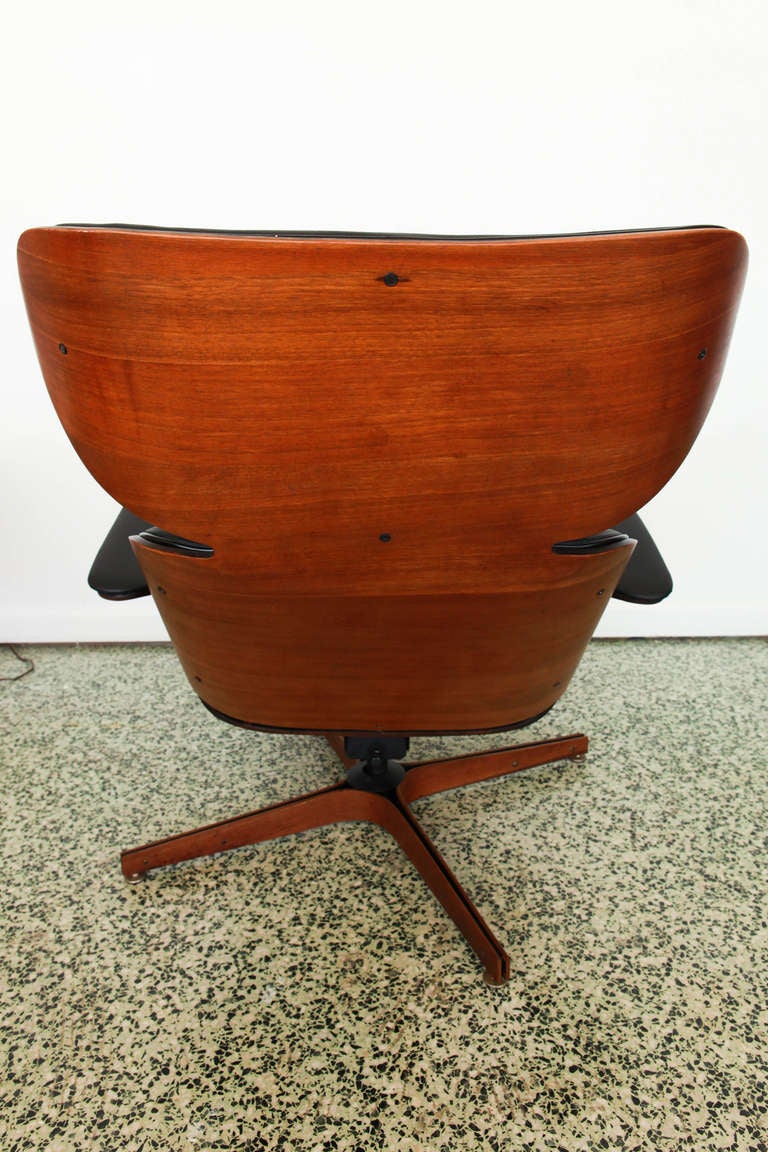 Mid-Century Modern Mr. Chair By George Mulhauser for Plycraft  Black Lounge Chair and Ottoman