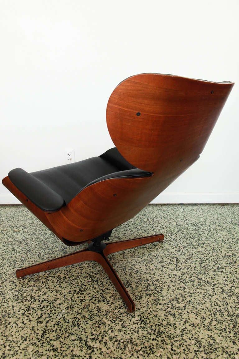 American Mr. Chair By George Mulhauser for Plycraft  Black Lounge Chair and Ottoman