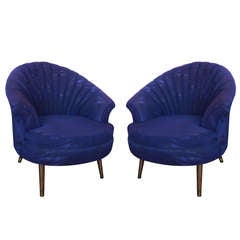 Pair (2) James Mont Style Tufted Slipper Chair