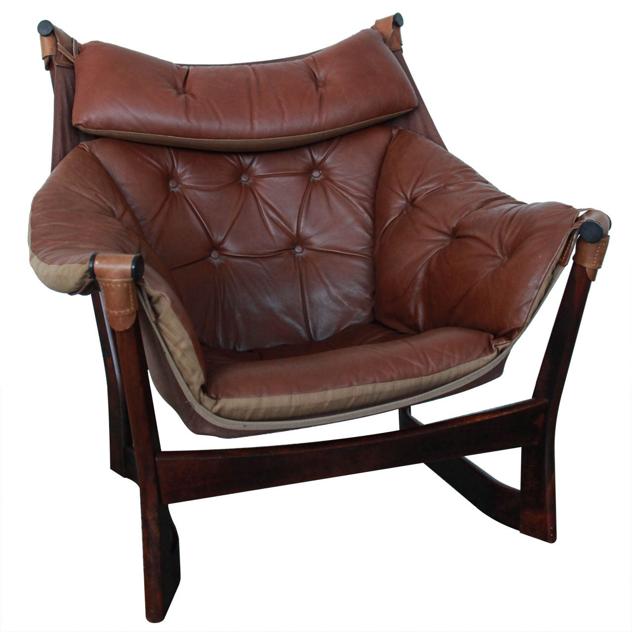 Ingmar Relling for Westnofa Brown Leather Sling Lounge Chair