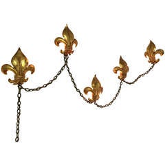 Italian Fleur De Lis Gold Gilt Wall Sconce Lamp