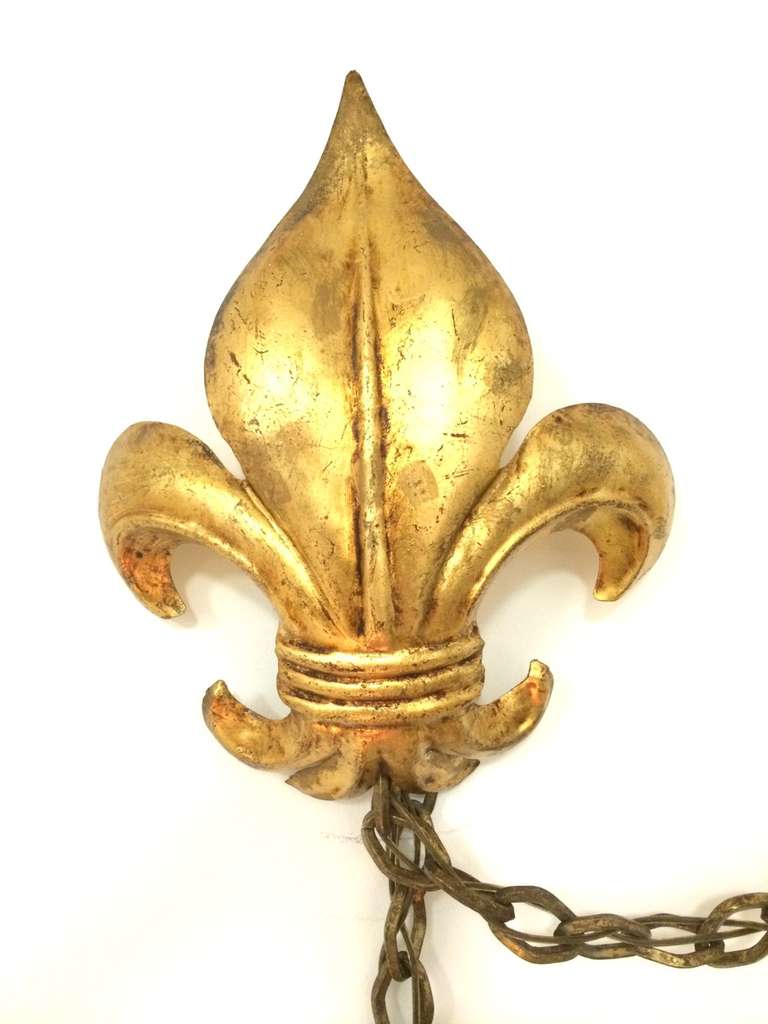 Italian Fleur De Lis Gold Gilt Wall Sconce Lamp 1