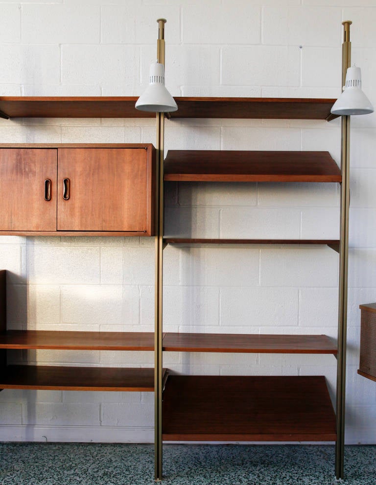 Mid-20th Century Brass and Walnut Wall Shelf Unit by George Nelson for Omni Systems