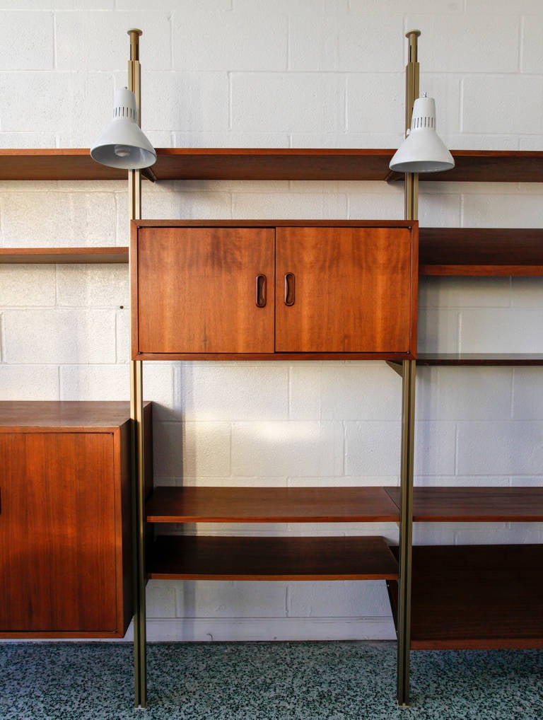 Brass and Walnut Wall Shelf Unit by George Nelson for Omni Systems 1