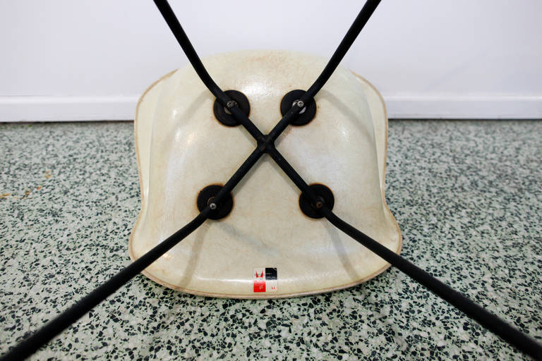 Set of Parchment White Original Zenith Rope-Edge Eames Chairs for Herman Miller 3