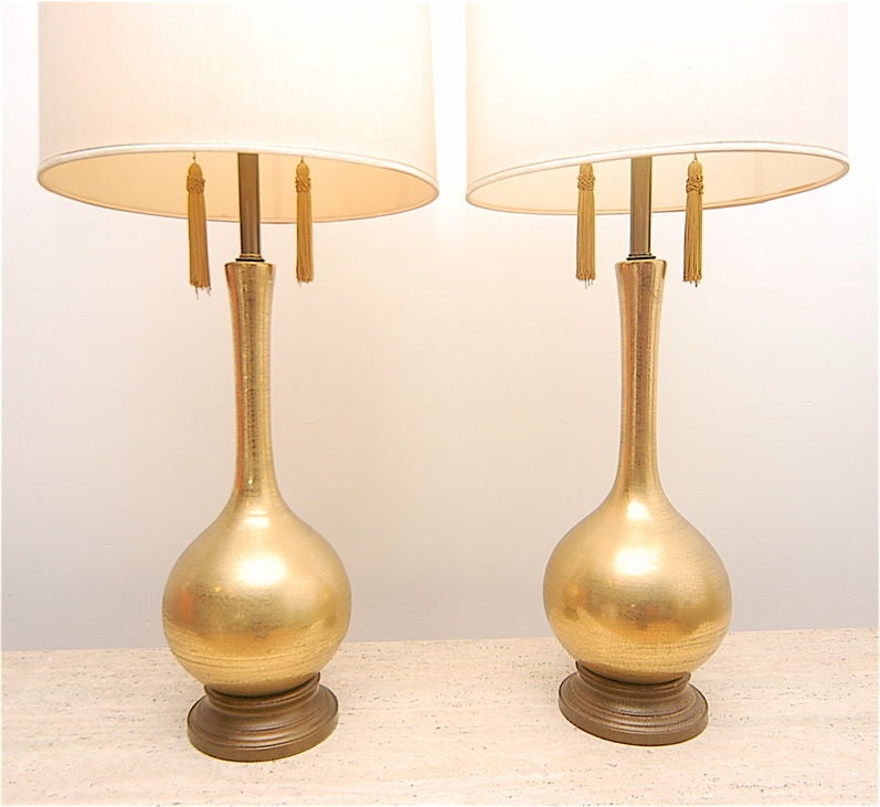 American Hollywood Regency Glam Gold Tassel Table Lamps