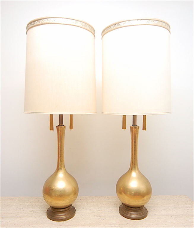 Mid-20th Century Hollywood Regency Glam Gold Tassel Table Lamps
