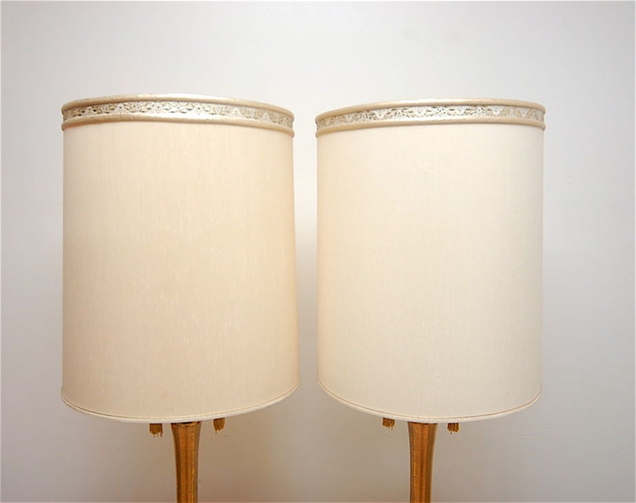 Ceramic Hollywood Regency Glam Gold Tassel Table Lamps