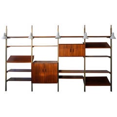 Brass and Walnut Wall Shelf Unit by George Nelson for Omni Systems