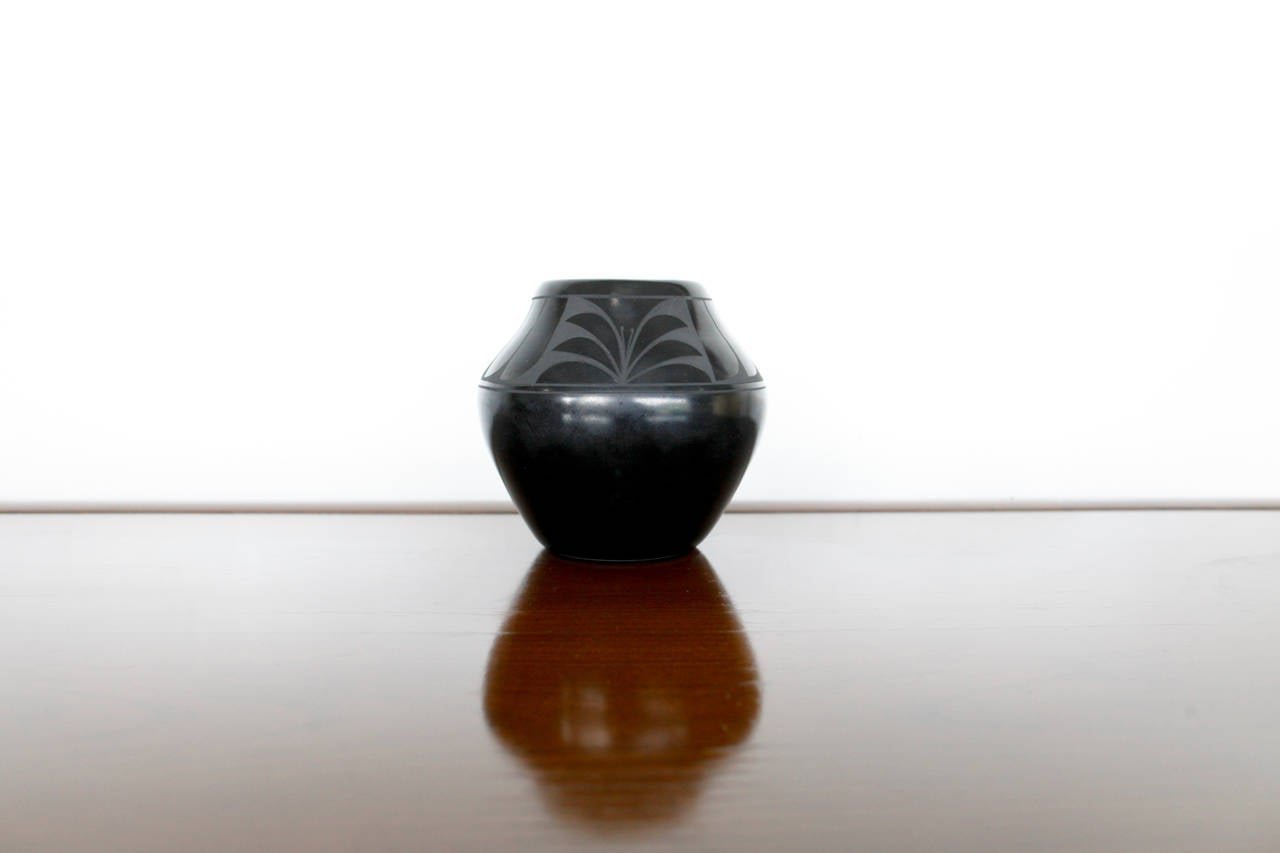 Collection of Mid-Century Black on Black Pottery Vases 3