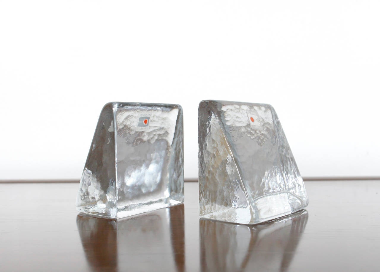 Serre-livres en verre Blenko de style mid-century 2