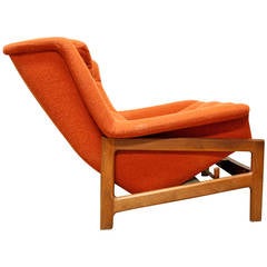 Dramatic Mid-Century Lounge Chair and Ottoman Reclining