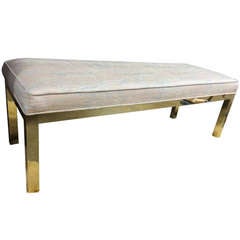 Milo Baughman attributed Gold Framed Upholstered Bench