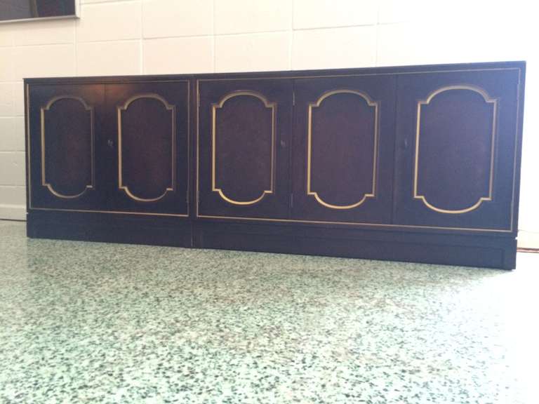 Hollywood Regency Black and Gold Henredon Credenza