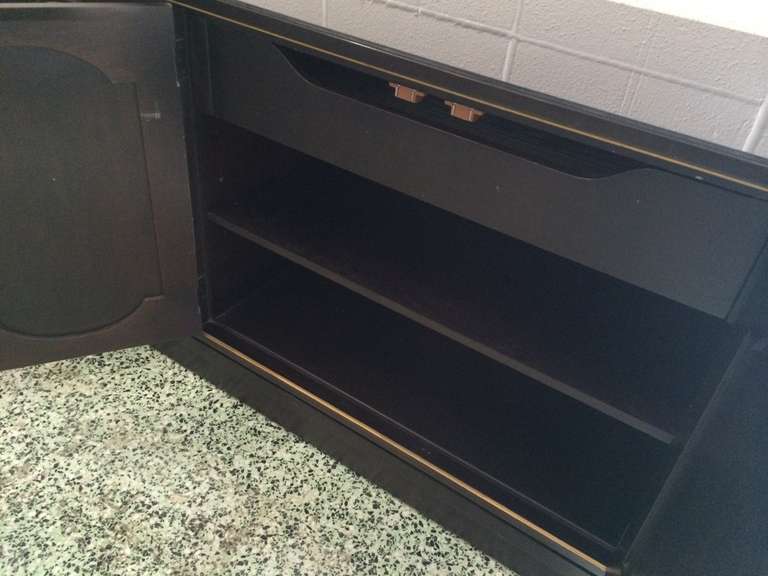 Mid-20th Century Black and Gold Henredon Credenza