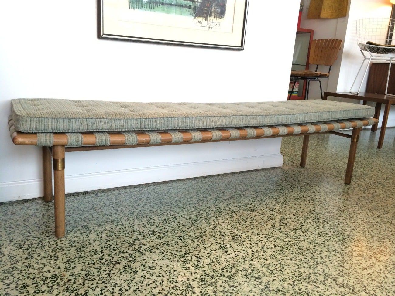 Widdicomb Style Long and Low Upholstered Bench