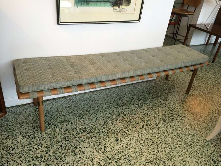 Mid-Century Modern Widdicomb Style Long and Low Upholstered Bench