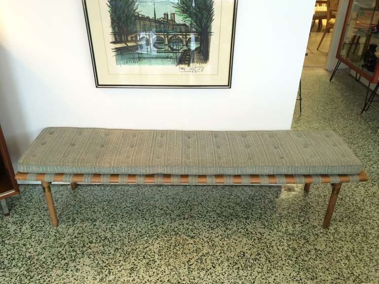Widdicomb Style Long and Low Upholstered Bench In Good Condition In St. Louis, MO
