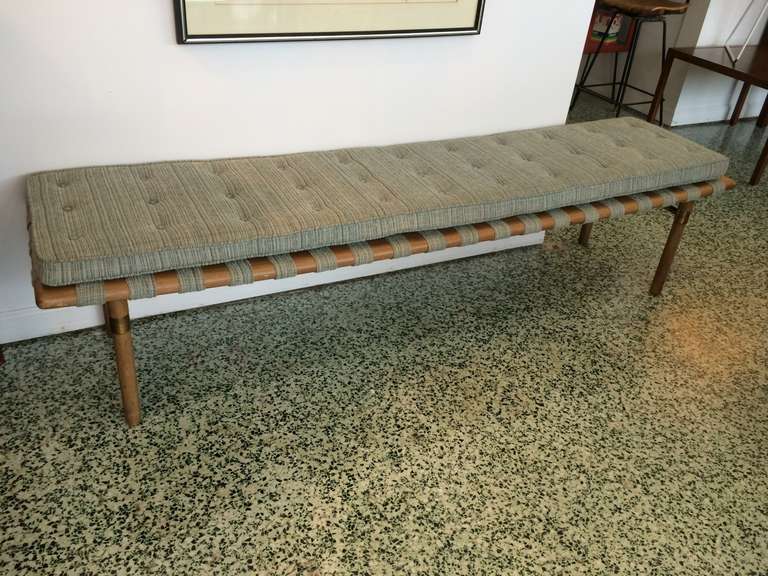 Mid-20th Century Widdicomb Style Long and Low Upholstered Bench