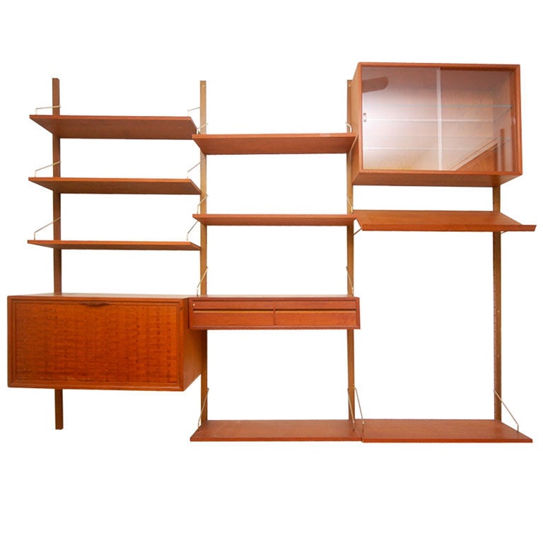 Teak Danish Modern Wall Shelf Unit Bookshelf by Poul Cadovius