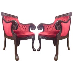 Pair of Red Victorian Arm Chairs