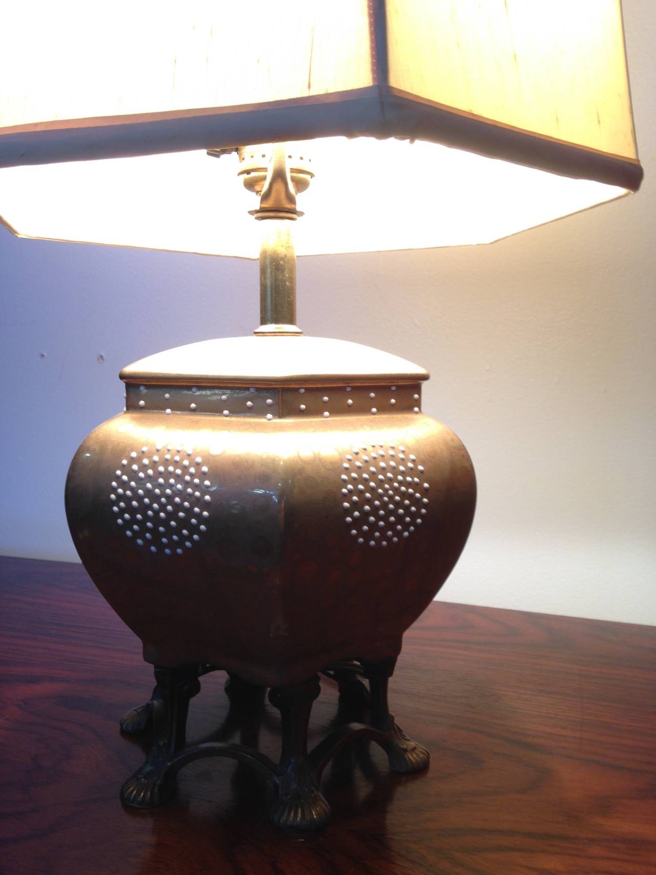 MidCentury Brass and Ceramic ClawFoot Regency Lamp at 1stDibs