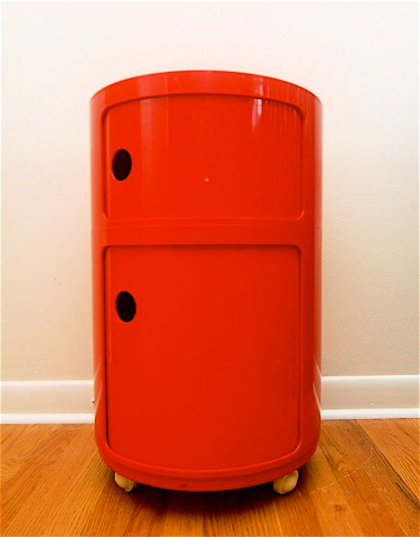 Anna Castelli for Kartell Componibili Storage Unit in red plastic. Two pieces.
