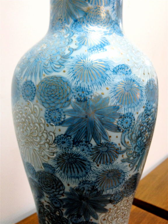 Blue Chrysanthemum Porcelain Lamp by Marbro 1