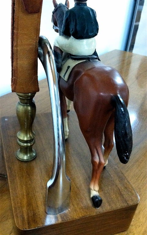 Wood 1940's Jockey Figure Lamp