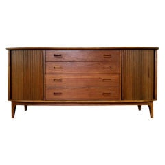 Danish Mid-Century Modern Teak Tambour Door Credenza Sideboard