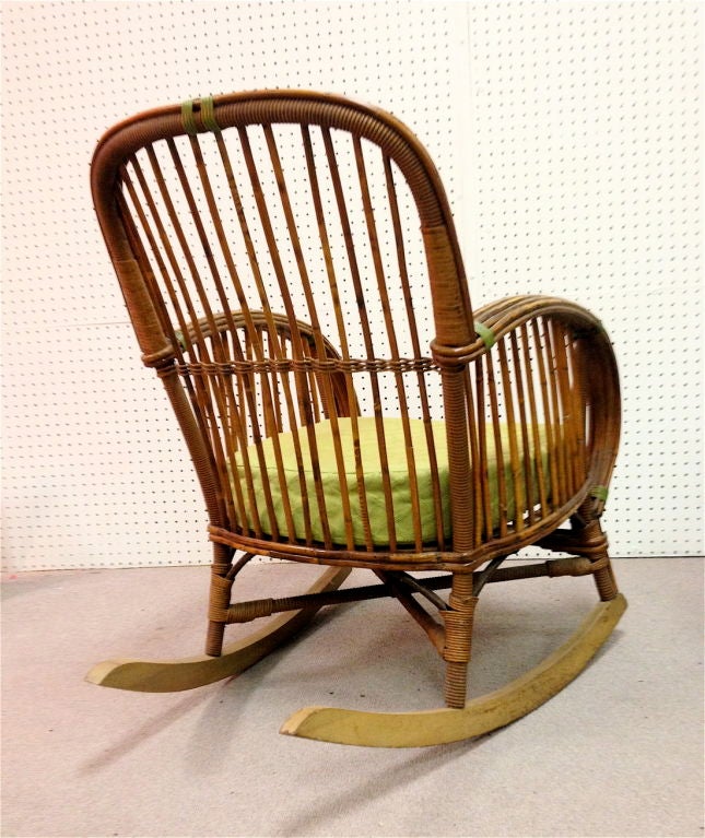 Rattan Art Deco Split Reed Wicker Rocking Chair