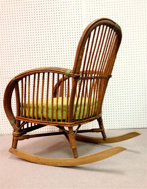 Art Deco Split Reed Wicker Rocking Chair 1