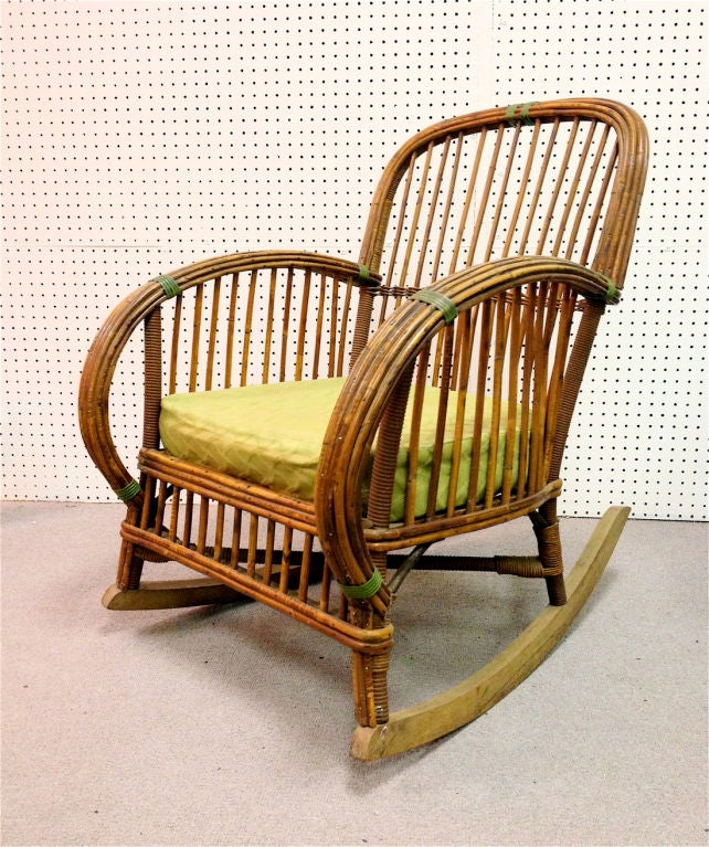 Art Deco Split Reed Wicker Rocking Chair 2