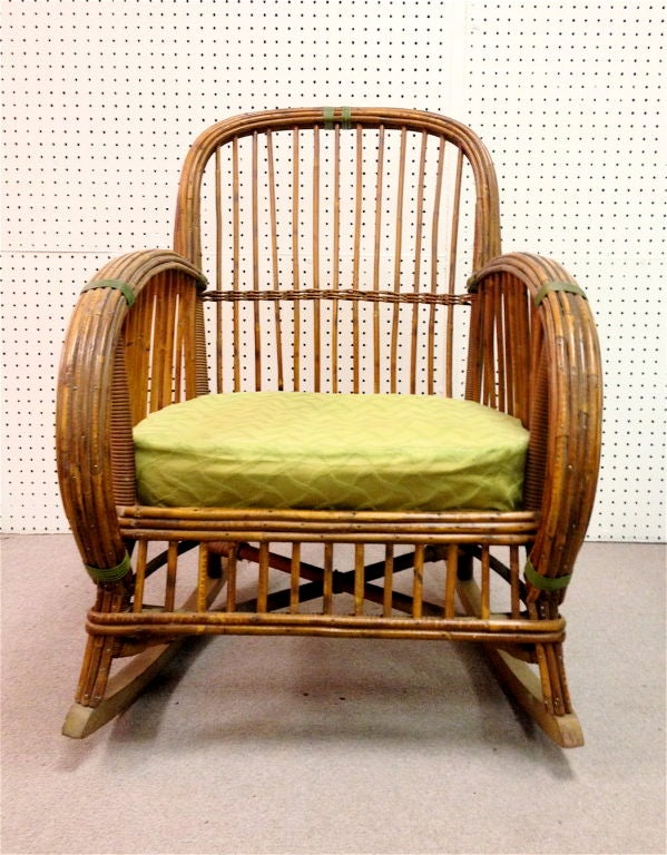 Art Deco Split Reed Wicker Rocking Chair 3