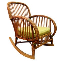 Antique Art Deco Split Reed Wicker Rocking Chair