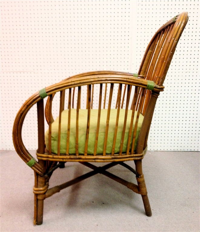 Art Deco Split Reed Wicker Lounge Chair