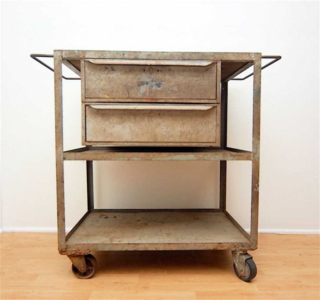 Industrial Vintage Mid-Century Rolling Cart Trolley Table 5