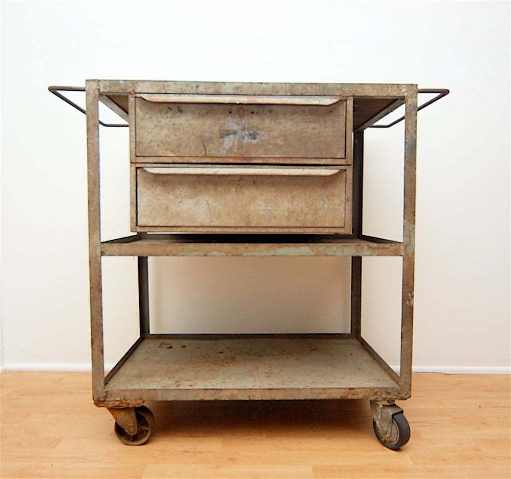 Industrial Vintage MidCentury Rolling Cart Trolley Table at 1stDibs