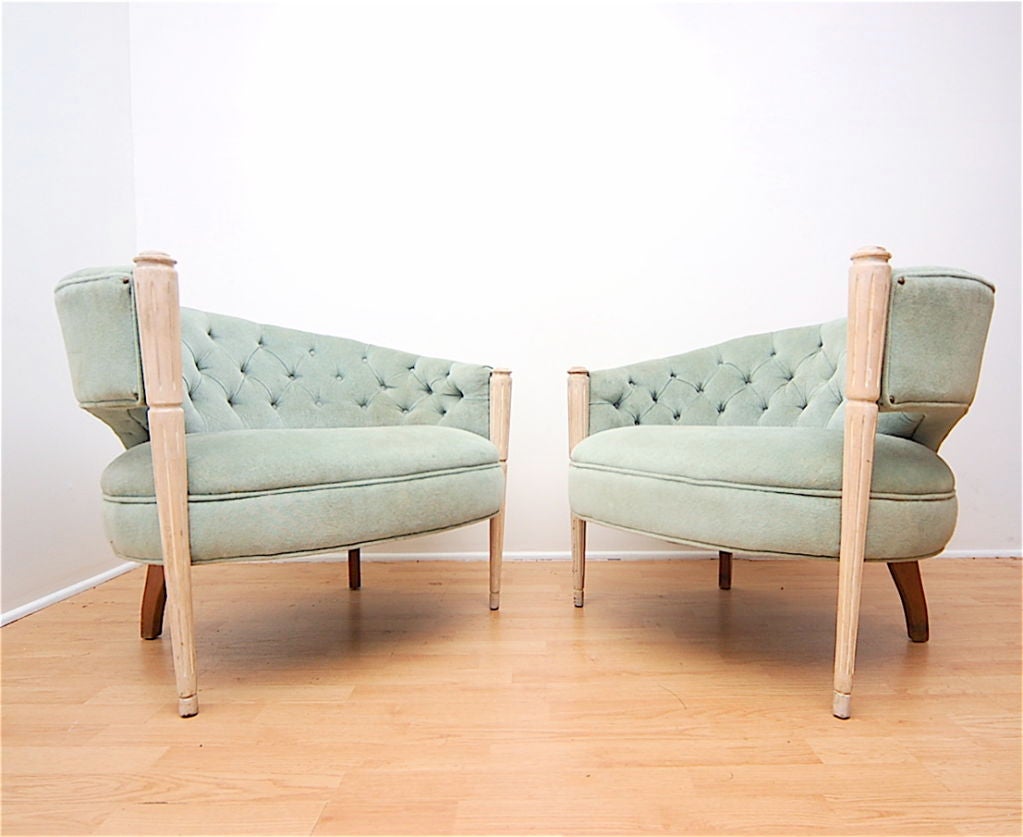 American Pair Asymmetrical Hollywood Glamour Regency Lounge Chairs