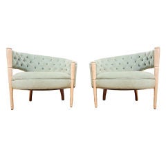 Pair Asymmetrical Hollywood Glamour Regency Lounge Chairs