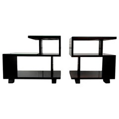 Pair Asymmetrical Mid-Century Modern End Tables Pair Asymmetrical Mid-Century Modern End Tables