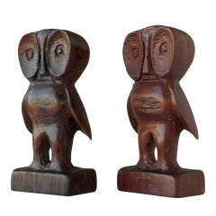 Don Shoemaker Carved Wooden Owls